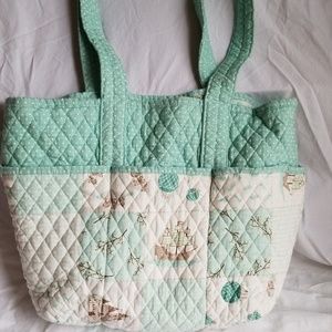 Mint green, quilted, diaper bag, unbranded